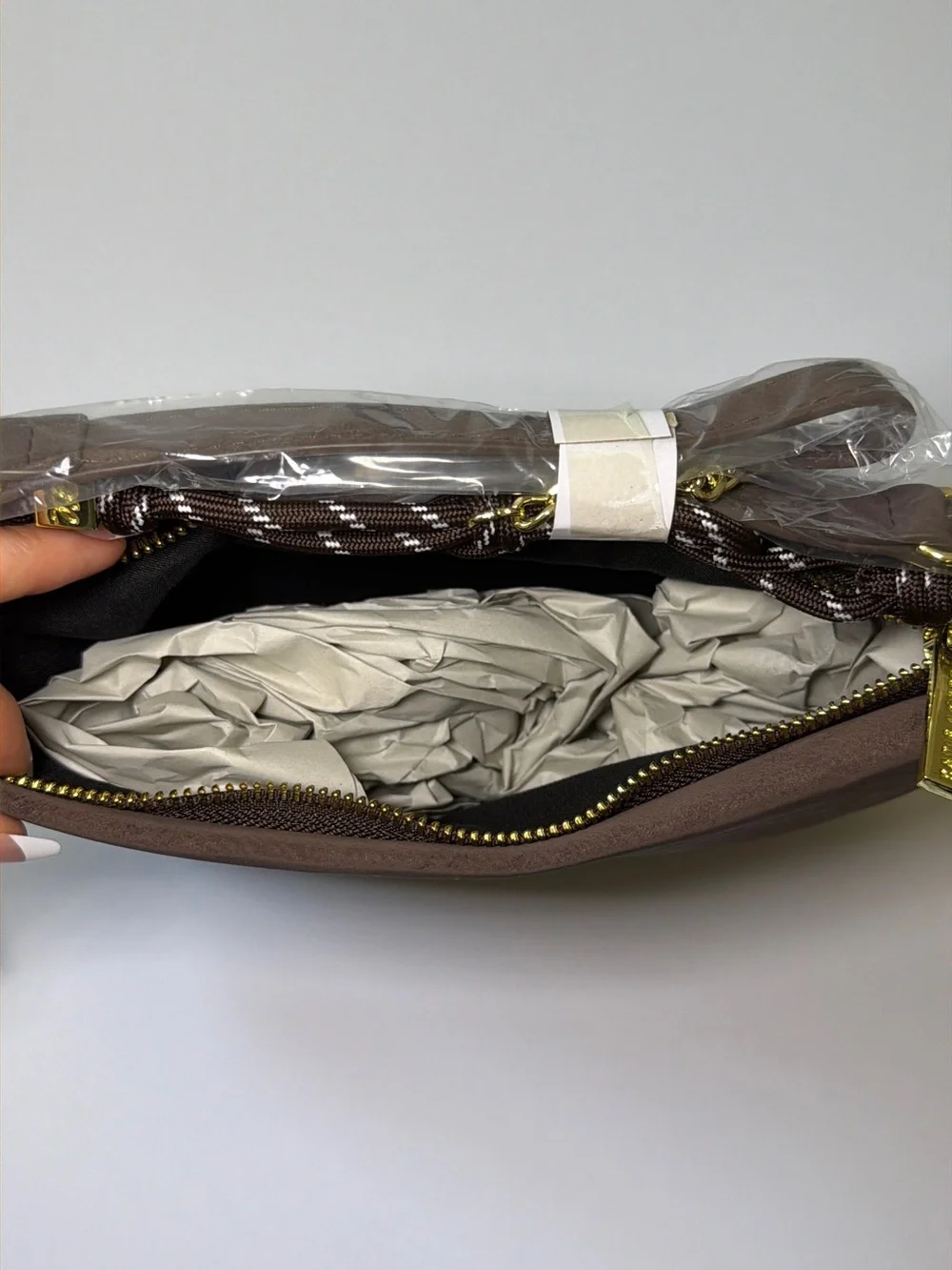 Brown Vegan Suede Crossbody Bag with Chain Strap